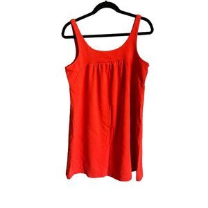 J.‎ Crew Womens Short Dress Scoop Neck Cotton Sleeveless Bright Orange Large L